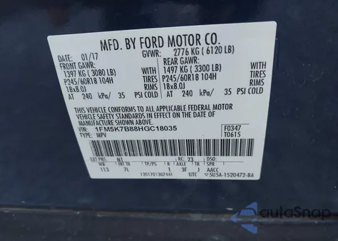 2017 Ford Explorer from USA, damaged, VIN 1FM5K7B88HGC18035